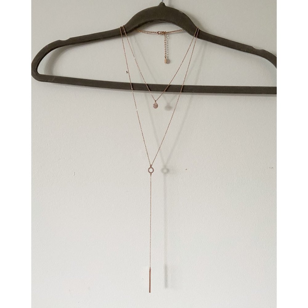 Double layer gold pendent necklace